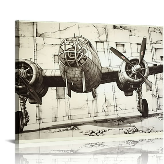 Nawypu 5 Pcs Framed Canvas Wall Art Vintage Airplane Decor Picture Giant Size Printed Cargo Airplane Artwork,20x16in