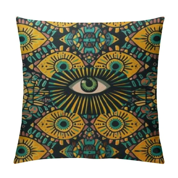 Nawypu 7SW-01 Decorative Square Throw Pillow Covers Pattern Tribal Evil Eye Patterned Bohemian Boho Ethnic Hipster Cushion case for Sofa Bedroom car