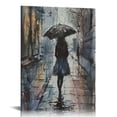 thumbnail image 1 of Nawypu A Woman Holding An Umbrella in The Rain Poster Night View City Architecture Painting, Rainy Day Stre Canvas Painting Posters And Prints Wall Art Pictures for Living Room Bedroom Decor, 1 of 5