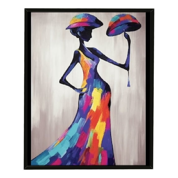 Nawypu Abstract African American Canvas Wall Art Black Woman Dancing Girl Artwork Colorful Picture Poster on Canvas Stretched and Framed For Bedroom Living Room Decor Ready To Hang