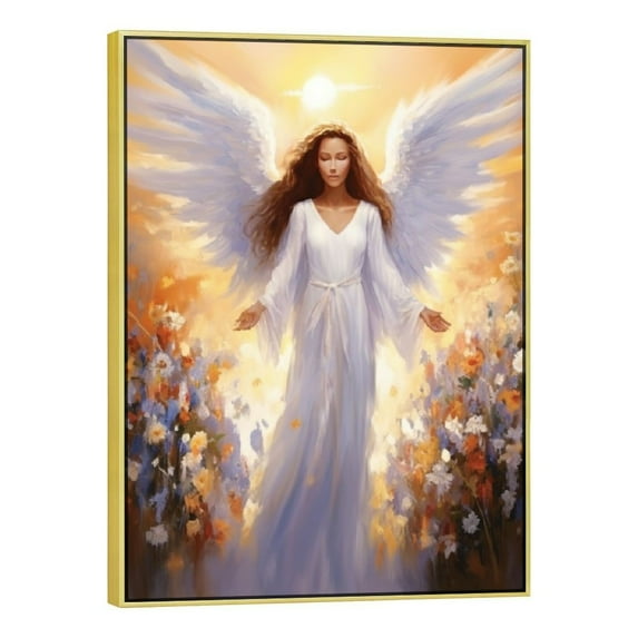 Nawypu Abstract Angel Wall Art Angels Girl Canvas Picture Angel Wings Artwork Print for Living Room Bedroom Home Decor Framed Angel