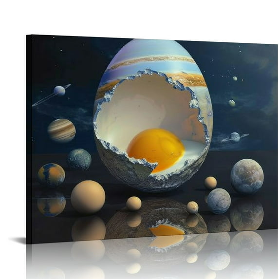 Nawypu Abstract Art Picture Decoration - Abstract Egg Solar System Planet Object Space Planet Poster - Home Canvas Painting Wall Art Poster for Bedroom Living Room Decor