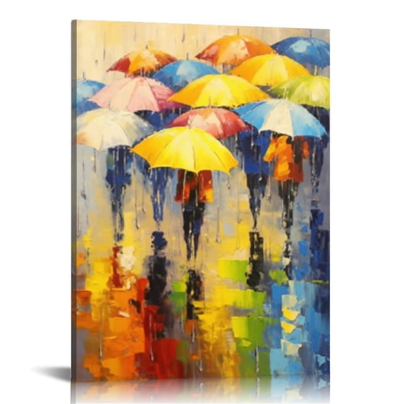 Nawypu Abstract Beautiful Girls Holding Umbrellas Paining Print on Canvas Colorful Wall Art Picture Living Room Home Decor Poster 16x20 inch