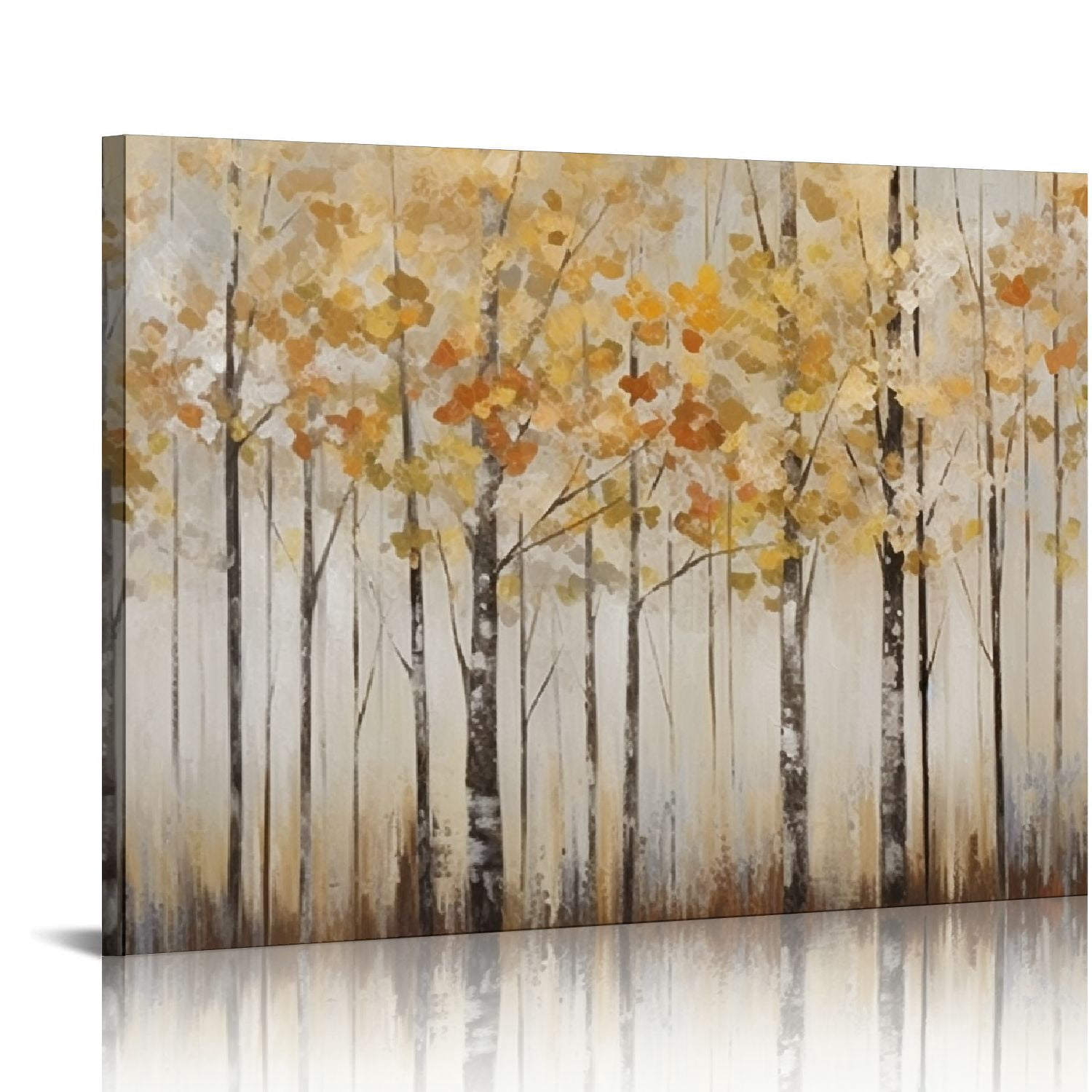 Nawypu Abstract Birch Forest Picture Decor Wall Art Birch Tree ...