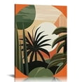 thumbnail image 1 of Nawypu  Abstract Boho Tropical Monstera Palm Leaves Mid Century Modern Framed Wall Art Canvas Prints,Minimalist Geometric Boho Decorations For Home Girls Bedroom Bathroom Office, 1 of 5