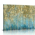 thumbnail image 1 of Nawypu Abstract Canvas Wall Art Decor: Small Size Forest Painting Light Blue Teal Tree Picture Gold Foils Embellishment and Silver Glitter Prints Modern Textured Artwork for Living Room Bedroom, 1 of 6