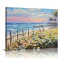 thumbnail image 1 of Nawypu  Abstract Canvas Wall Art Landscape Painting Coastal Tropical Abstract Trees Artwork Modern Nature Wild Daisy Picture Seascape Scene Artwork for Bedroom Home Office Decor, 1 of 4