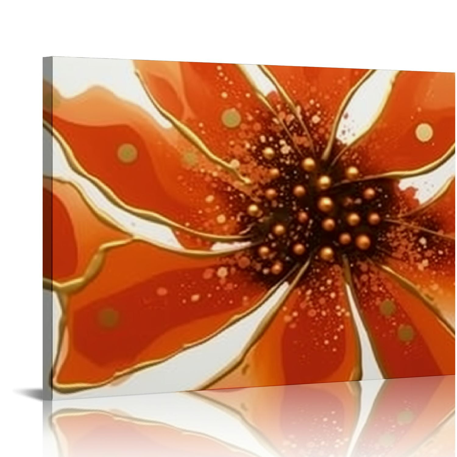 Nawypu Abstract Floral Burnt Orange Wall Art for Living Room, Canvas