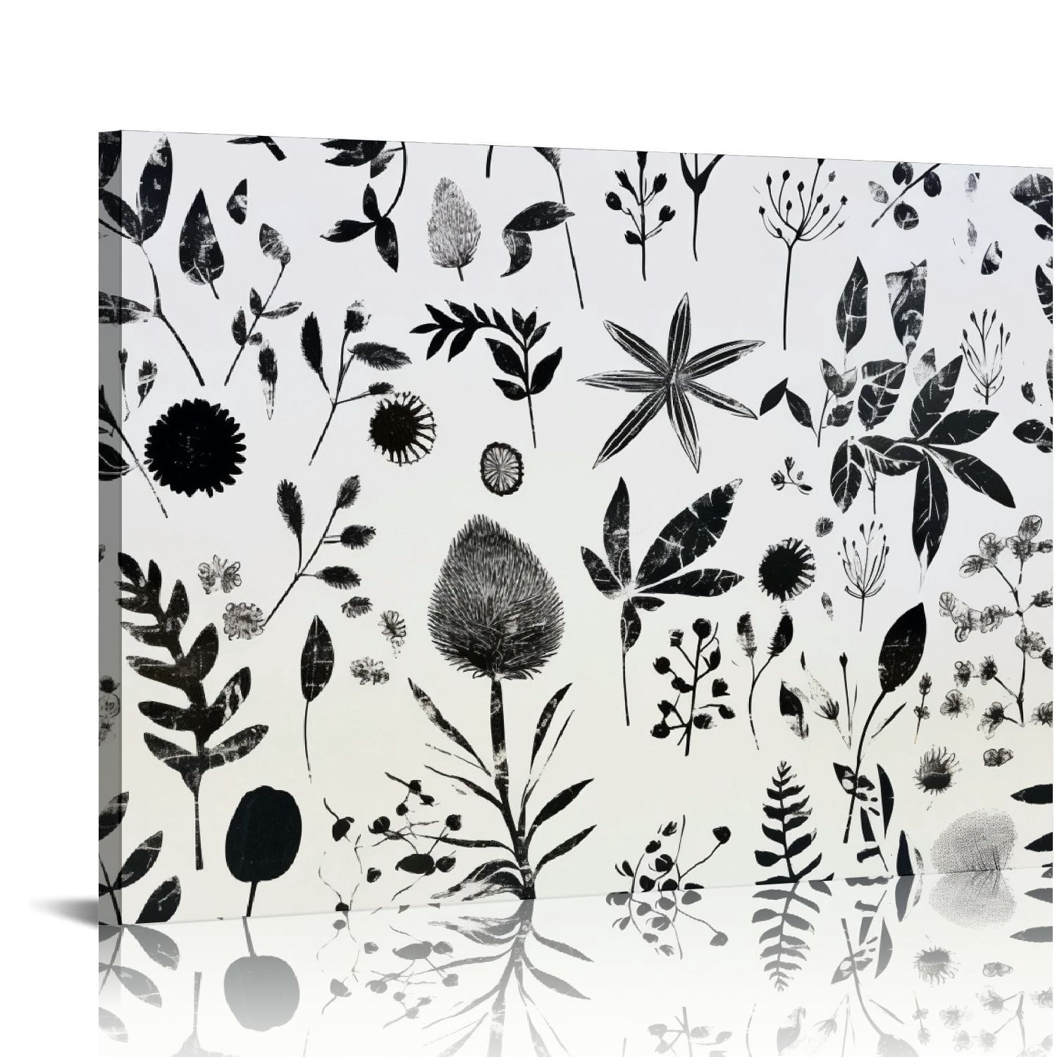 Nawypu Abstract Floral Canvas Wall Art Grey Cream White Grass Flowers ...