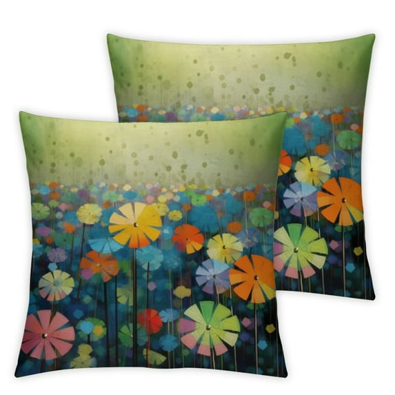 Nawypu Abstract Floral Watercolor Painting Throw Pillow Cover Colorful Spring Petal Flowers Farmhouse Cushion Case for Sofa Couch 22x22in