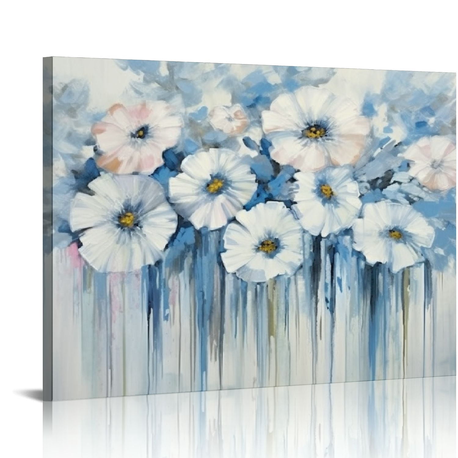 Nawypu Abstract Flower Pictures Decor Wall Art - White Floral Canvas ...