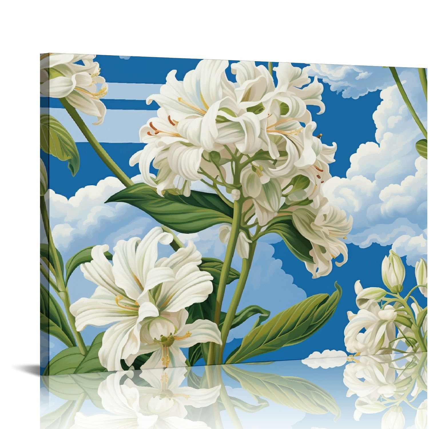 Nawypu Abstract Flower Pictures Decor Wall Art - White Floral Canvas ...