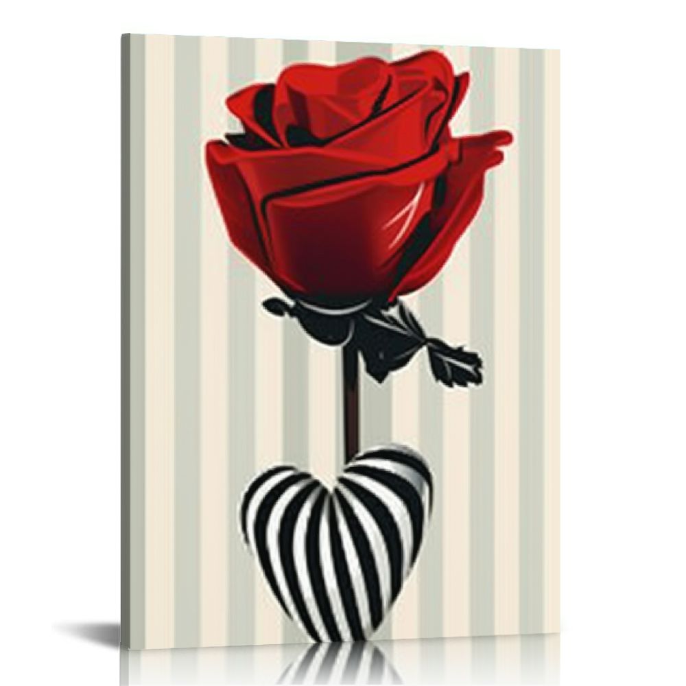 Nawypu Abstract Red Flower Canvas Wall Art Still Life Canvas Painting ...