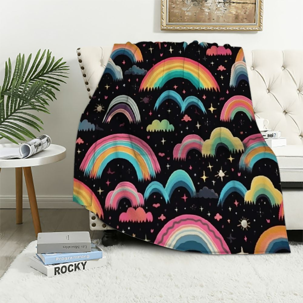Rainy Chief Rainbow Black Hooded Blanket
