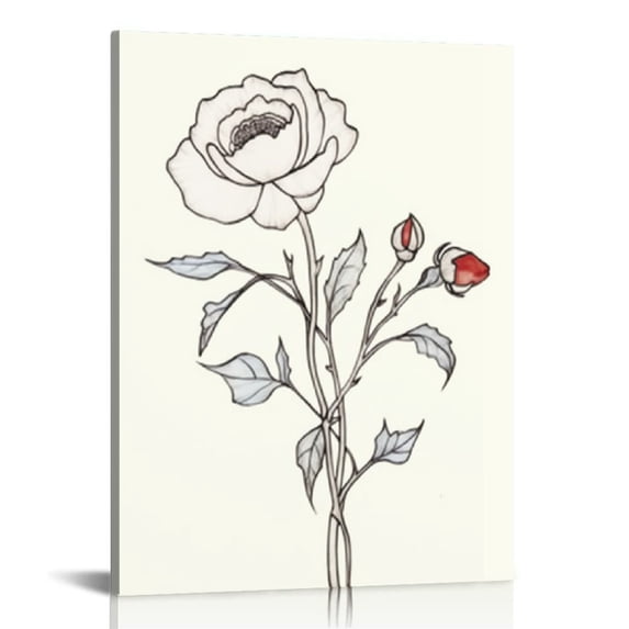 Nawypu Abstract Simple Flowers Wall Art Print, Nordic Style Rose Leaf Art Wall Plant Painting,Aesthetic Canvas Brown Flower Poster for Modern Wall Decor,Cute Housewarming Gift