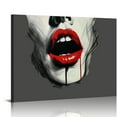 thumbnail image 1 of Nawypu  Abstract Sketch Red Lips Kiss Canvas Wall Decor Art Lover Painting Black White and Gray Love Picture Romantic Home Decoration for Bedroom, Small Size (Ready to Hang), 1 of 4