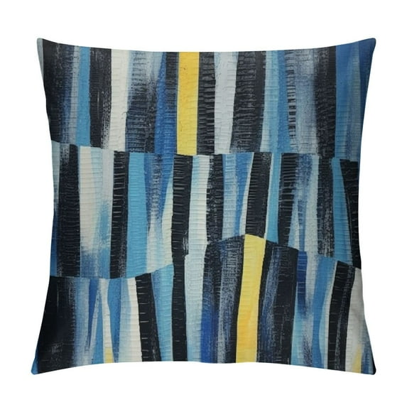 Nawypu  Abstract Stripes Throw Pillow Cover Watercolor Geometric Multicolor Stripes and Teals Ink Texture Decorative Pillow Case Home Decor Square Pillowcase