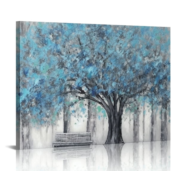 Nawypu Abstract Tree Canvas Wall Art: Blue Painting Graphic Art Picture Print on Canvas Small Size Without Embellishment for Dining Room