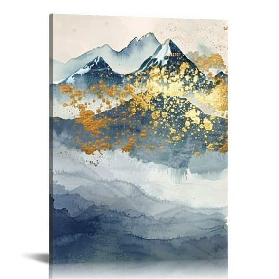 Nawypu Abstract Wall Art for Living Room,Blue Mountain Canvas Wall Art,Abstract Watercolor Wall Pictures,Framed Artwork for Bedroom Bathroom Wall Decor,Ready to Hang