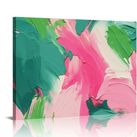 Nawypu Abstract Wall Art Pink and Green Marble Texture Picture Canvas Print Gold Foil Fluid Ink Lines on White Background Painting Nordic Artwork for Home Office Decor Frame Ready to Hang