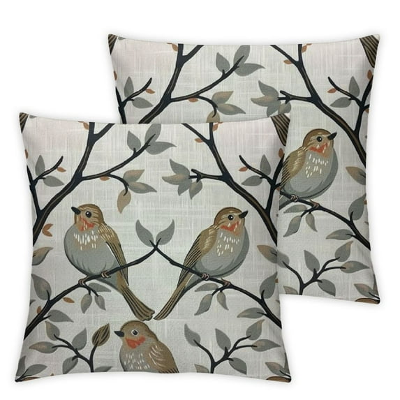 Nawypu Adorable Bird Throw Pillow Cover Willow Branch Cute Robin Rustic Vintage Animal Watercolor Print Cozy Square Cushion Case for Men Women Boys Girls Room Home Decor 2pc