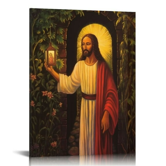 Nawypu African American Black Jesus Christ Knocking at The Door Canvas Wall Art Print Poster Picture Modern Office Home Room Decor