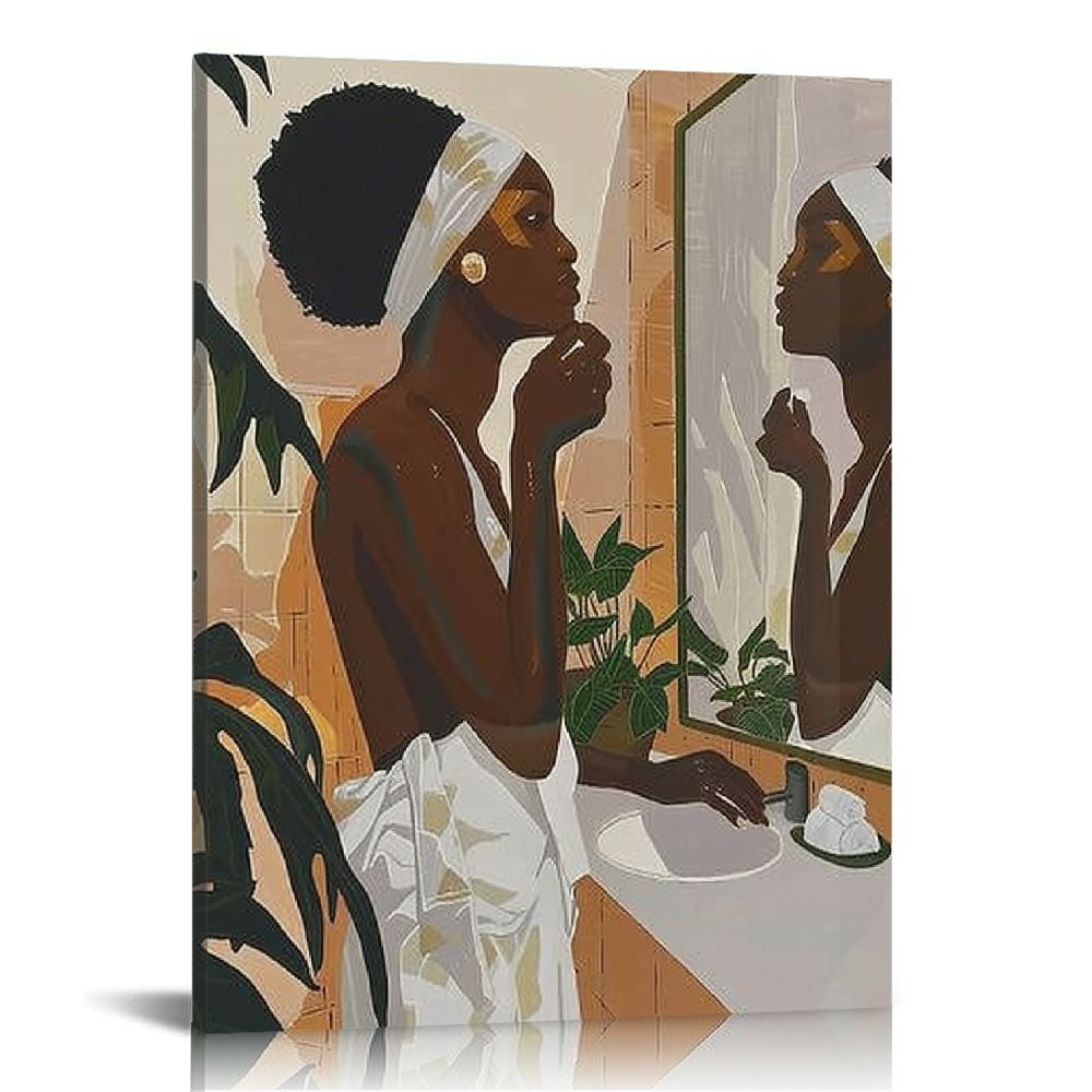Nawypu African American Black Woman Bathroom Wall Art Canvas Poster ...