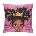 thumbnail image 1 of Nawypu African American Kids Pillow Covers, Afro Black Girl Cute Girl Pink Decorative Throw Pillowcases Cover for Sofa Couch Kids Classroom Decor, Double Side Printed, 1 of 5