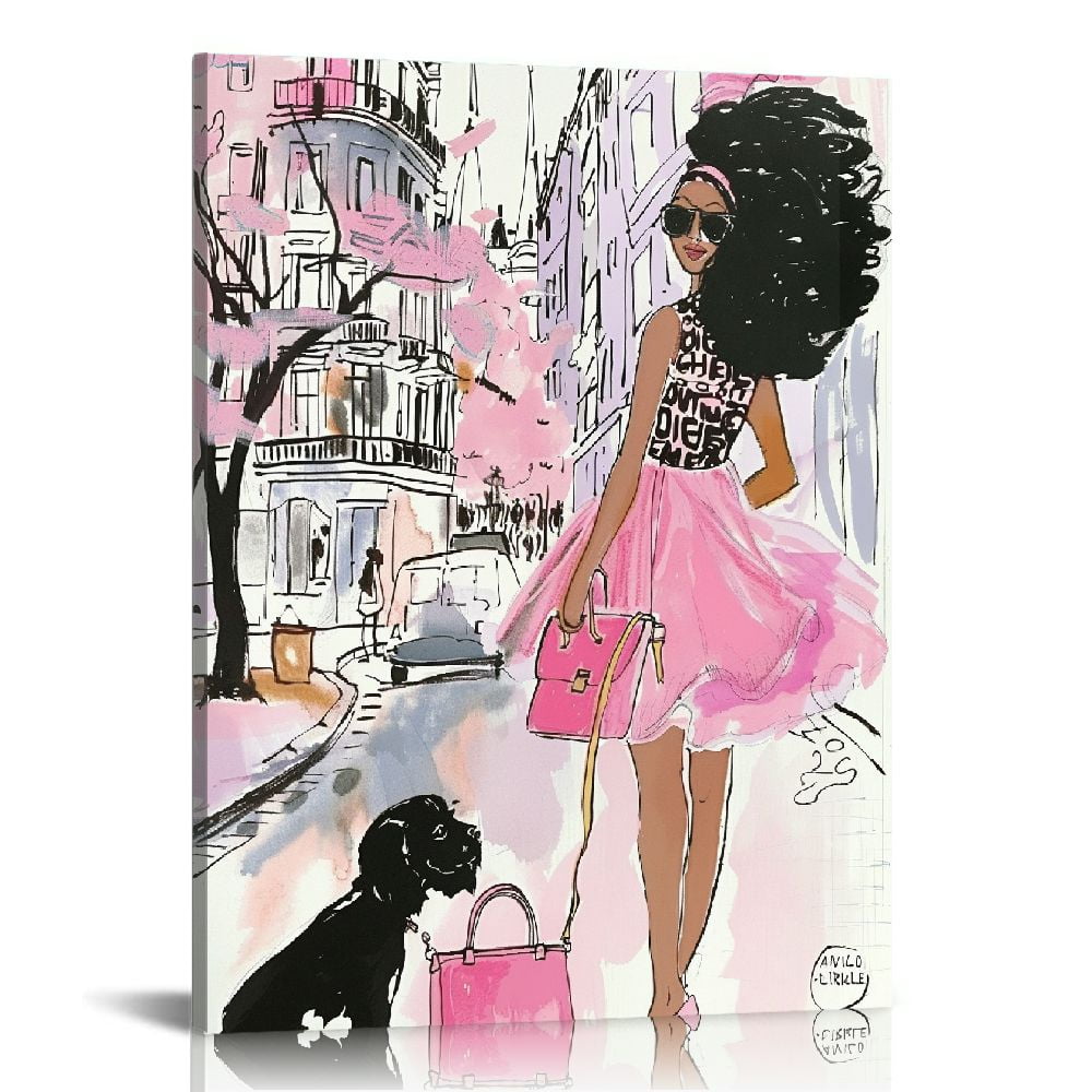 Nawypu African American Wall Art Black Girl Pink Fashion Wall Decor Pictures  Abstract Black Woman Canvas Poster Prints for Teen Girl Living Room Bedroom  Home Decoration - Walmart.com, image size:1000x1000