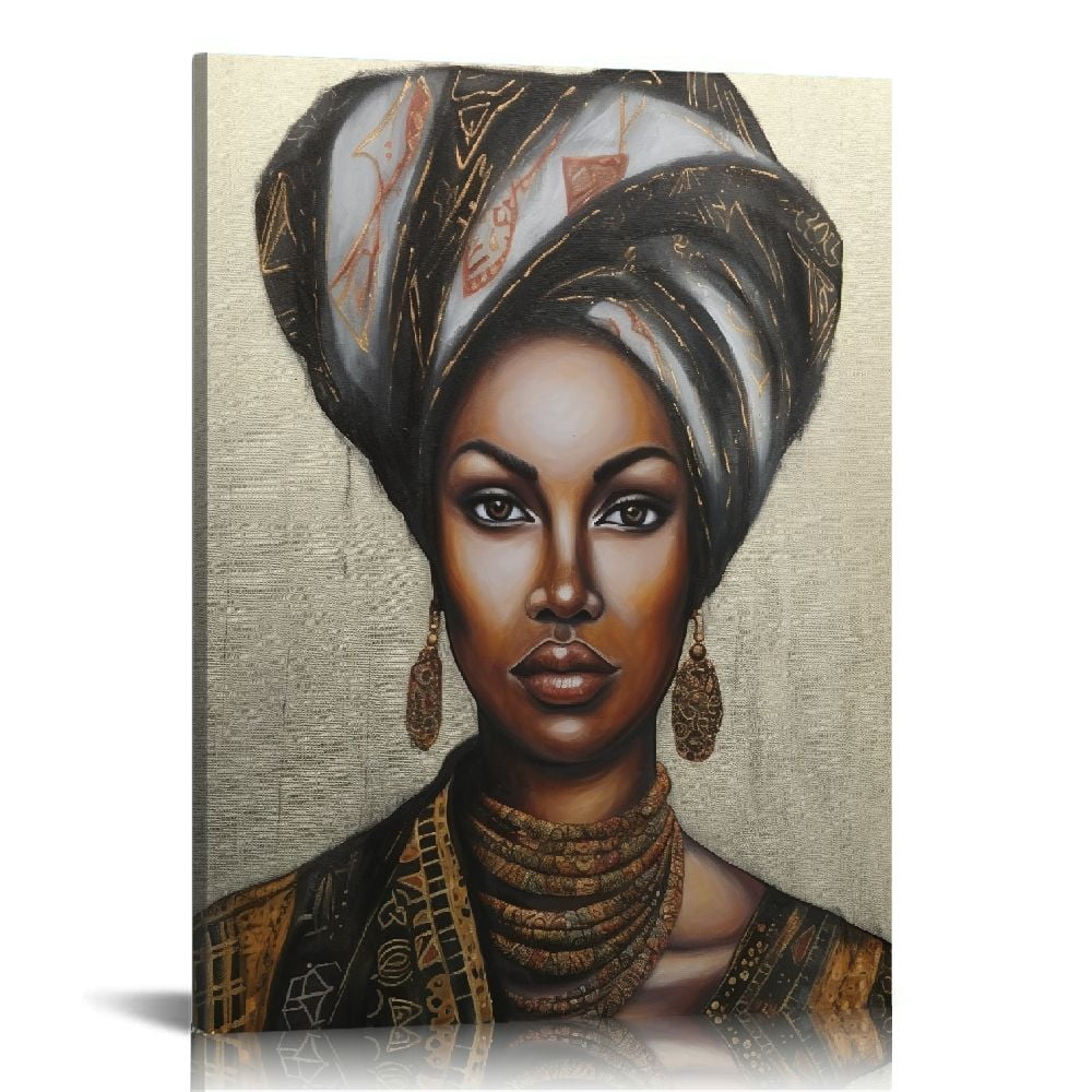 Nawypu African American Wall Art - Framed Elegant Black Woman Canvas ...