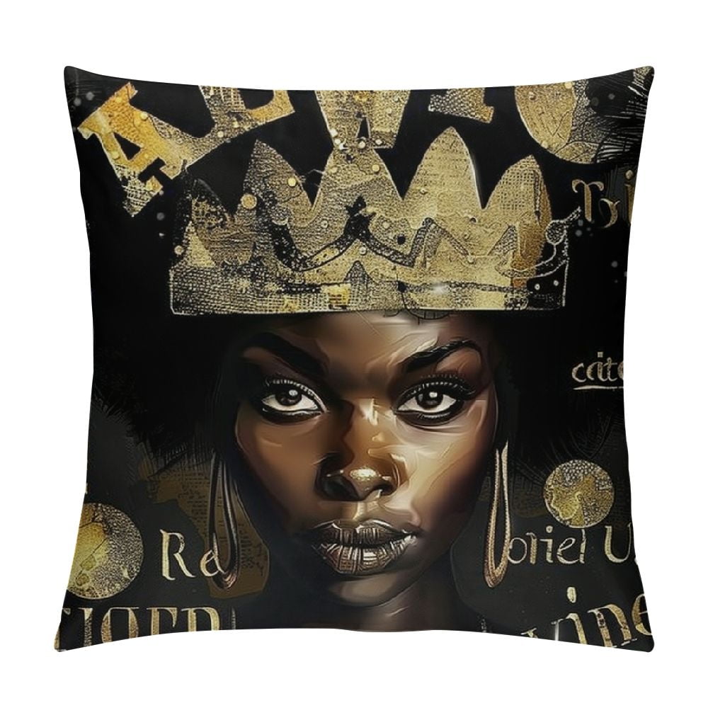 Nawypu African American Women Throw Pillow Cover Letter Art Afro Black