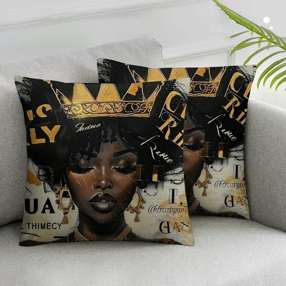 Nawypu African American Women Throw Pillow Cover Letter Art Afro Black