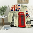 thumbnail image 1 of ONETECH All Seasons Soft Plush Cozy Throw Blanket Retro Style UK London Theme with British Symbols Landmarks and Flag Throw Blanket for Bed Sofa Bedspread, 1 of 6