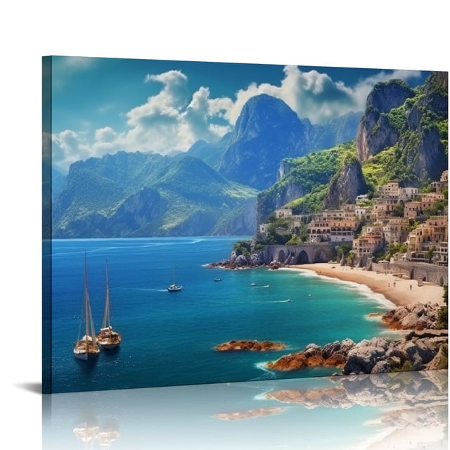 Nawypu Amalfi Coast Landscape Poster Canvas Print Wall Art Modern ...
