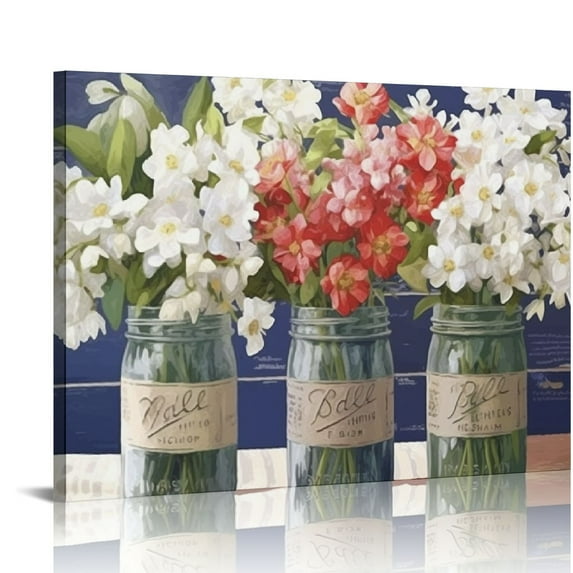 Nawypu Americana Floral Bouquets Rustic Flowers Country Pride, Canvas for Bedroom
