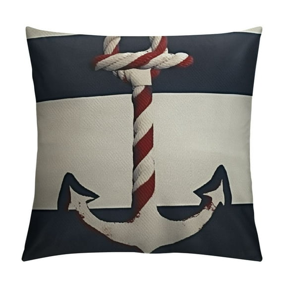 Nawypu Anchor Rope Pillow Cover Nautical Style Ocean Sea Sailing Theme Cushion Cover for Living Room Sofa Red Blue Srtipes Decor Cushion Case for Kids Teens Adults