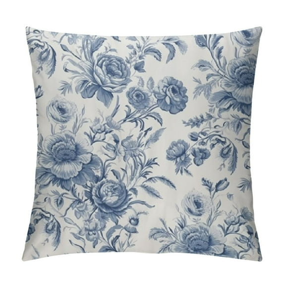 Nawypu Anemone Flower Decorative Throw Pillow Case Floral Pattern with Bouquet of Blue Flowers Delicate Victorian Design, Couch Bedroom Living Room Cushion Cover,