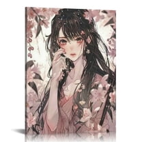 Nawypu Anime Girls Pink Eyes Cherry Blossom Canvas Prints Poster Wall Art For Home Decorations