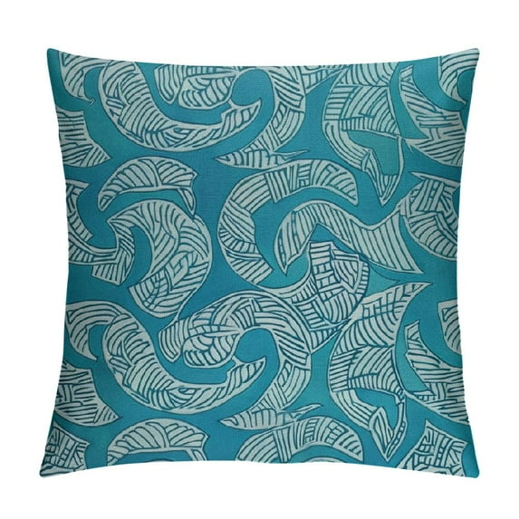 Nawypu Aqua Throw Pillow Cushion Cover, Vintage Botanic Nature Leaves Veins Swirls Ivy Mosaic Inspired Image Print, Decorative Square Accent Pillow Case,White Turquoise