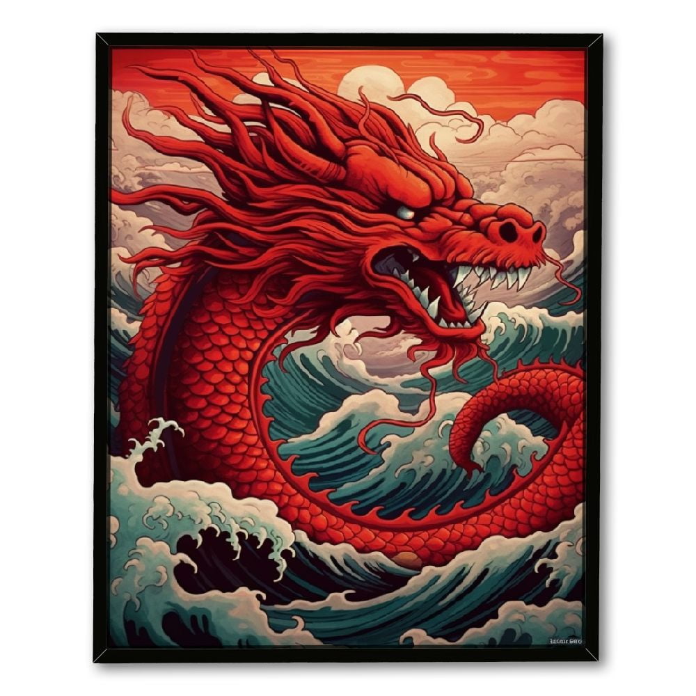 Nawypu Asian Dragon Wall Art Dragon Poster, Dragon Wall Decor, Japanese