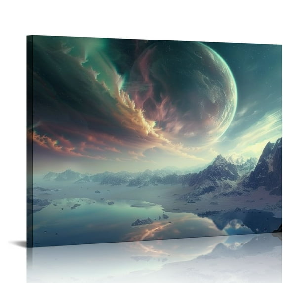 Nawypu Aurora Borealis Canvas Wall Art Printmaking Painting Living Room Children's Room Bedroom Office Wall Decoration Landscape Photo Frame Decoration Hanging Large Canvas Painting