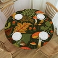 thumbnail image 1 of Nawypu Autumn Leaves Mushroom Round Tablecloth with Elastic Edge Fitted Waterproof Table Cover Indoor Outdoor Table Cloths Modern Tables Decoration for Dining Table,Picnic,Party, 1 of 7