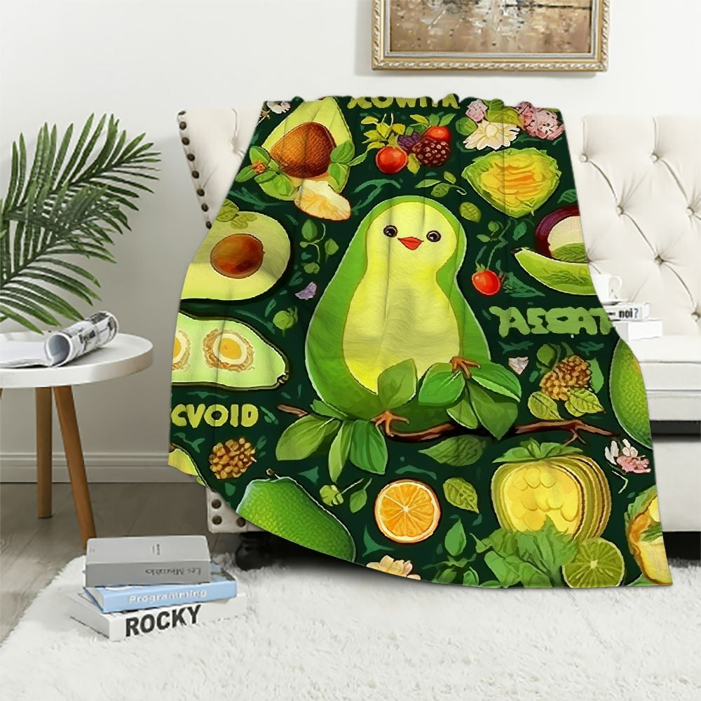 Nawypu Avocado Blanket, Cute Green Avocado Throw Blanket, Avocado Gifts
