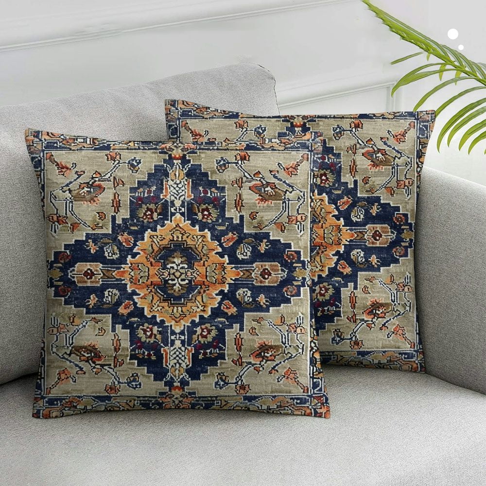Nawypu Aztec Terracotta Boho Throw Pillow Covers Vintage Persian Rust Retro Carpet Decorative