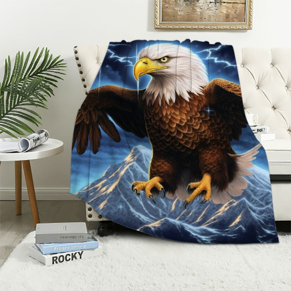 Eagle Print Pattern Hooded Blanket