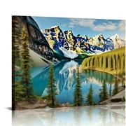 Nawypu Banff Canvas Art Prints Moraine Lake Wall Art Colorado Mountain Artwork Pictures Modern National Park Scenery Poster Stretched and Framed for Living Room Decor