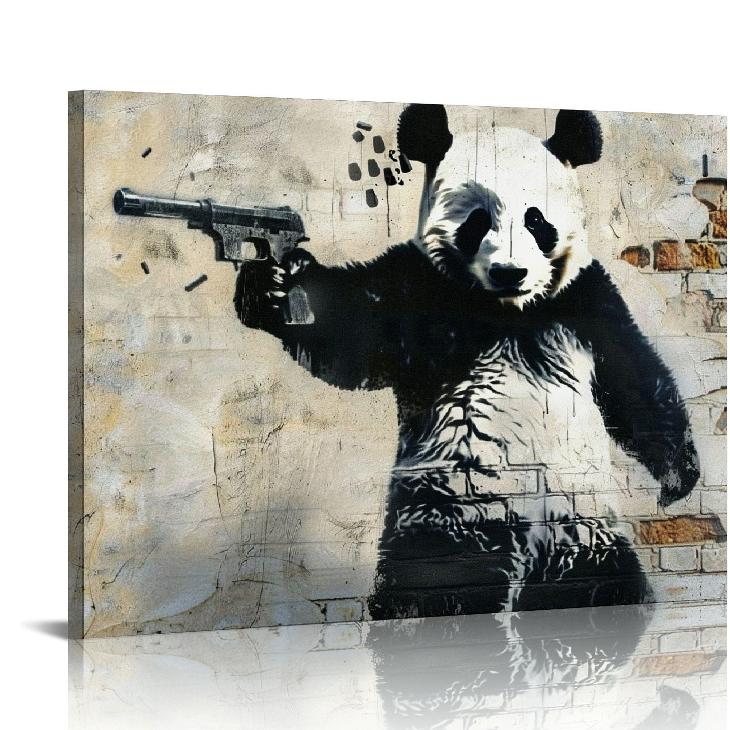 Nawypu Banksy Canvas Print Wall Art - Panda with Guns Graffiti & Street ...