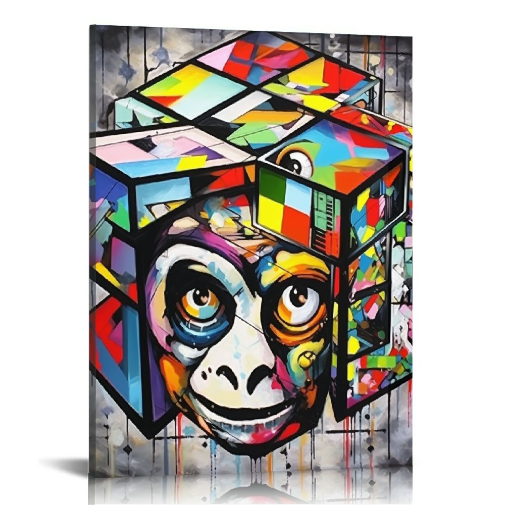Quadro Banksy Style Gamepad – Tela Pop Art 60x60 Cm, Street Art Colorata, Pronta Da Appendere