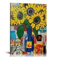 thumbnail image 1 of Nawypu Banksy Graffiti Canvas Sunflower Wall Art Framed Vintage Flower Pictures Boho Love Angel Heart Money Diamond Kitchen Decor For Living Room Bedroom Home Office Artwork Ready To Hang, 1 of 5