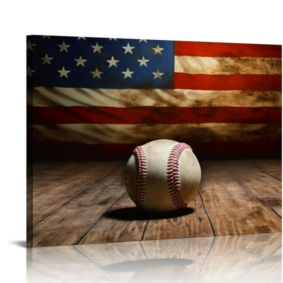 Nawypu Baseball Wall Art,Sports Arts Tretro Print On Canvas Boys Bedroom Decoration Black and White Stretched Framed Artwork for Living Room Bathroom Bedroom Decor Home Office Man's Gift